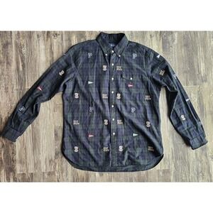 Ralph Lauren Navy/Green Plaid Oxford Embroidered Shirt